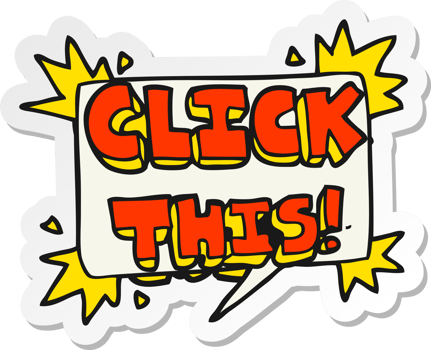 sticker of a cartoon click here sign png