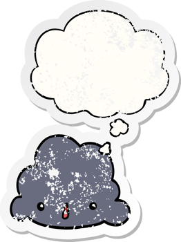 cartoon cloud and thought bubble as a distressed worn sticker png