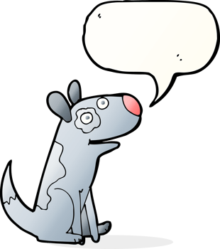 cartoon happy dog with speech bubble png