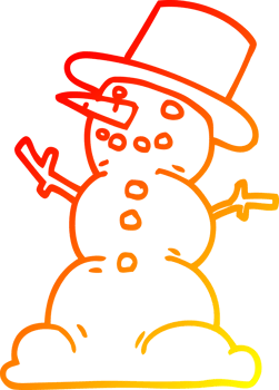 warm gradient line drawing cartoon snowman png