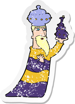 retro distressed sticker of a one of the three wise men png