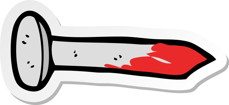 sticker of a cartoon bloody nail png