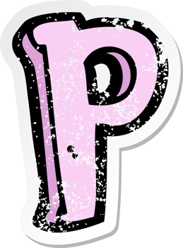 retro distressed sticker of a cartoon letter P png