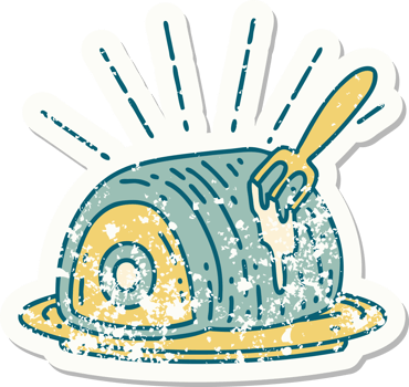 grunge sticker of tattoo style roast beef png