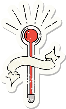 grunge sticker of tattoo style glass thermometer png