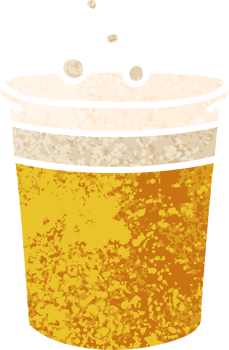 quirky retro illustration style cartoon glass of beer png