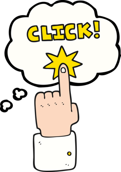 thought bubble cartoon click sign with finger png