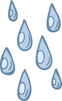 flat color illustration of a cartoon raindrops png