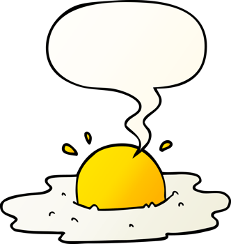 cartoon fried egg and speech bubble in smooth gradient style png