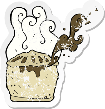 retro distressed sticker of a cartoon meat pie png