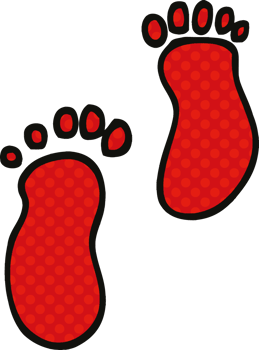 comic book style cartoon foot prints png