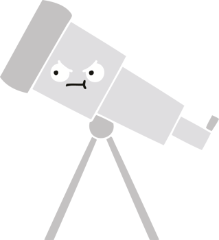 flat color retro cartoon telescope png