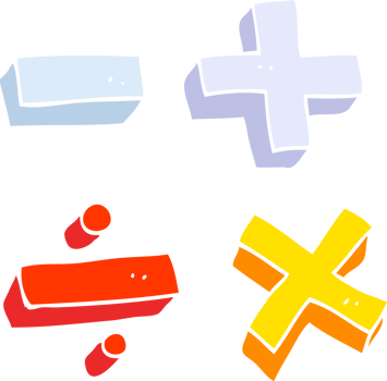 flat color illustration of a cartoon math symbols png