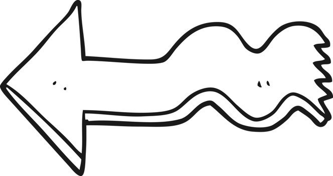 black and white cartoon pointing arrow png