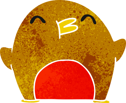 retro cartoon cute kawaii red robin png