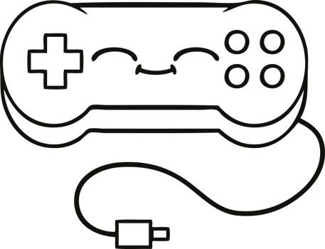 line drawing cartoon game controller png