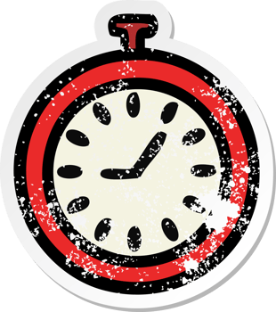 distressed sticker of a cute cartoon time stopper png