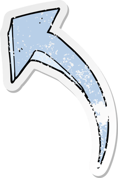 distressed sticker of a cartoon arrow png