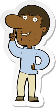 sticker of a cartoon man with idea png