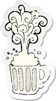 retro distressed sticker of a cartoon exploding beer png