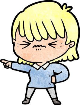 annoyed cartoon girl pointing png