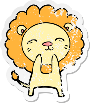 distressed sticker of a cartoon lion png