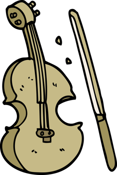 cartoon doodle violin and bow png