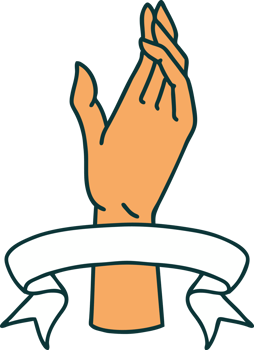 traditional tattoo with banner of a hand png
