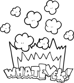 hand drawn black and white cartoon Whatever shout png