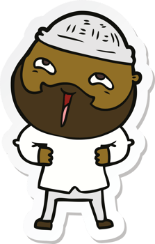 sticker of a cartoon happy bearded man png