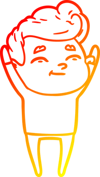 warm gradient line drawing of a happy cartoon man png