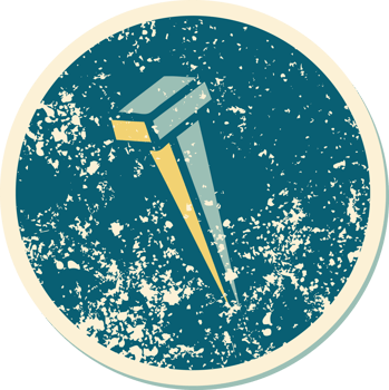 iconic distressed sticker tattoo style image of iron nail png