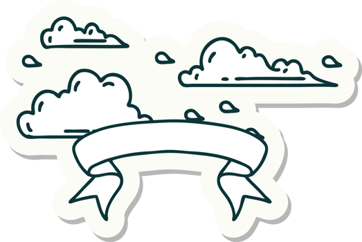 sticker of a tattoo style floating clouds png