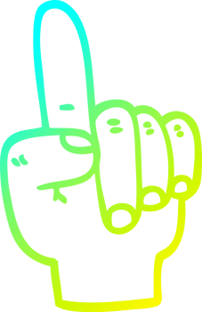 cold gradient line drawing of a cartoon pointing hand png