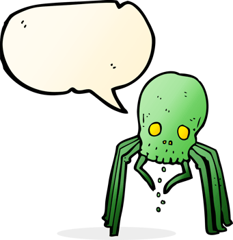 cartoon spooky skull spider with speech bubble png