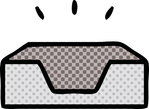 comic book style cartoon of a empty in tray png
