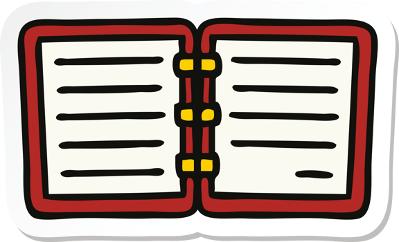 sticker of a cute cartoon note book png