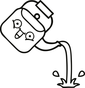 line drawing cartoon of a pouring kettle png