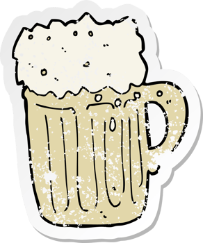 retro distressed sticker of a cartoon mug of beer png