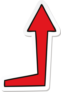 sticker of a quirky hand drawn cartoon arrow png