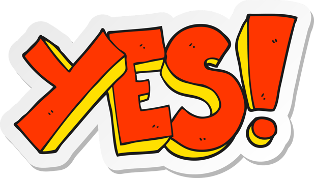 sticker of a cartoon yes symbol png