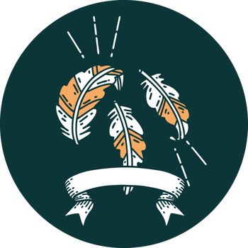 icon of a tattoo style feathers floating png