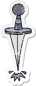 hand drawn distressed sticker cartoon doodle of a small dagger png