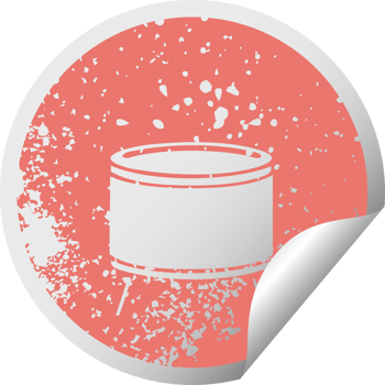 distressed circular peeling sticker symbol of a drum png