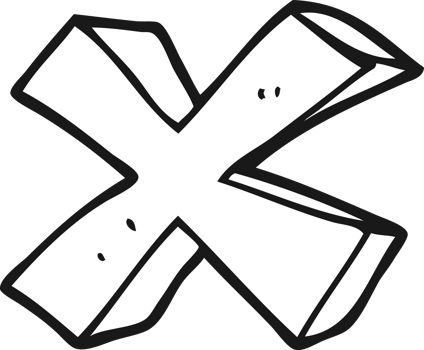 hand drawn black and white cartoon negative x symbol png