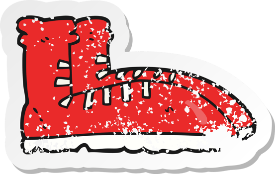 retro distressed sticker of a cartoon boots png