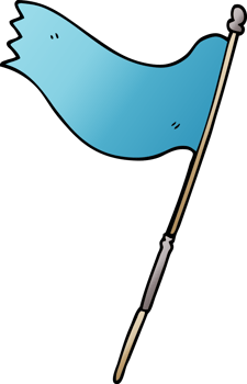 cartoon doodle of a blue flag png