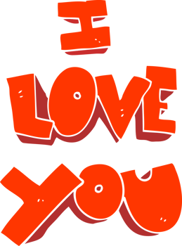 I love you flat color illustration of symbol png