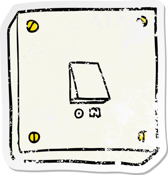 distressed sticker of a cartoon light switch png