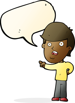 cartoon shocked man pointing with speech bubble png